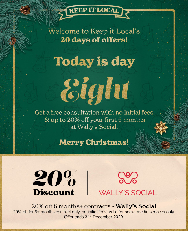KeepItLocal_Gib's tweet photo. Almost halfway through our #20DaysOfOffers hows that holiday shopping going? 

On day 8 you can enjoy 20% off 6 months of social media services courtesy of @WallySocial valid until the end of 2020

Subscribe to our newsletter https://t.co/D18CDwAuzF https://t.co/IVaYIaSLoK