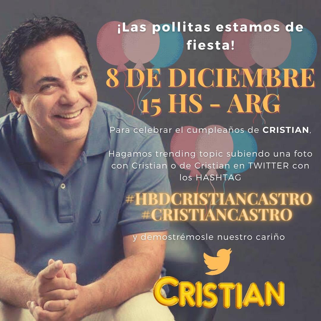 VeroCristian4's tweet photo. HOY celebremos el cumple de nuestro querido Gallito @CristianCastro usando el HT #HBDCRISTIANCASTRO  
#CristianCastro con todo nuestro cariño hagámoslo TT... Vamos!!💪  @CristianCastro @AmorTotal  @vrocastroficial https://t.co/ASM3TqZHj6 1