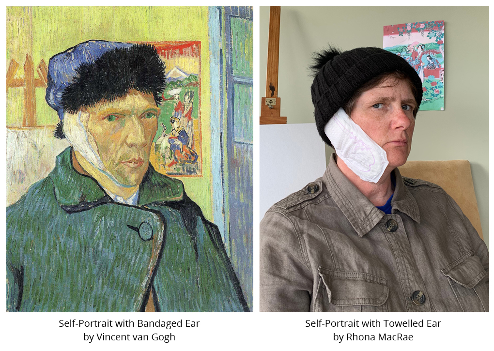 Twitter 上的 All4Won："All4Won Advent Calendar Day 2… Self-Portrait with  Bandaged Ear by Vincent van Gogh Self-Portrait with Towelled Ear by Rhona  MacRae #all4won #abdnartmuseums #gettymuseumchallenge  https://t.co/OWEZjFSun0" / Twitter