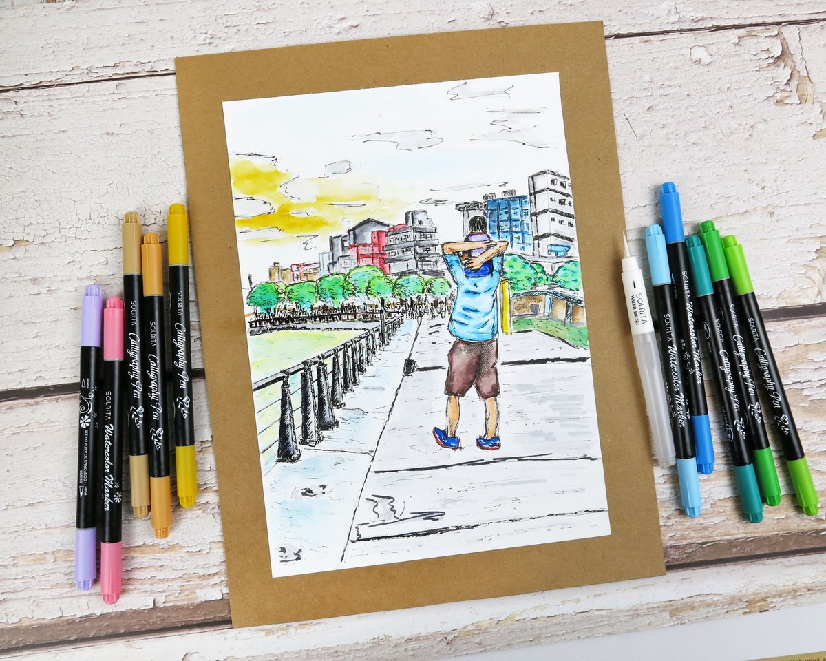 SolritaArt's tweet photo. Although it's not a good time to travel for now,
we can use art markers to sketch a wonderland of happiness and peace.
.
#solrita #watercolor #sketch #手繪 #畫室 #水性美術筆 #手帳 #速寫 #watercolour #art #illustartion #artwork #drawing #landscape #family #tamsui #taiwan https://t.co/gzqvOHenrG