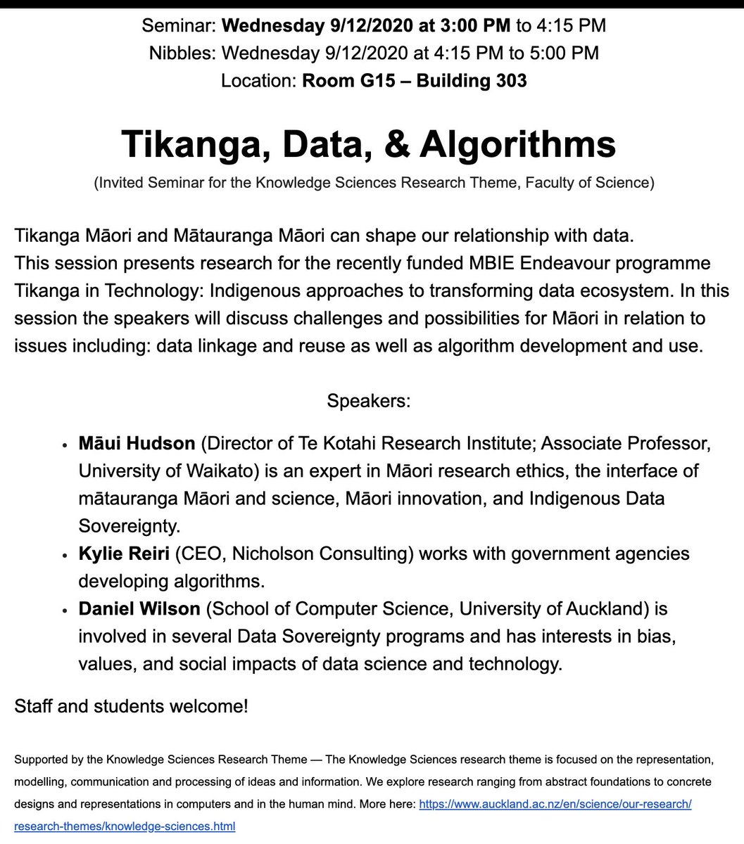 Ethan Plaut (@ethanplaut) on Twitter photo "Tikanga, Data, & Algorithms" seminar TODAY (Wed.) 3pm <a href="/AucklandUni/">University of Auckland | Waipapa Taumata Rau</a> "Tikanga, Data, & Algorithms" seminar TODAY (Wed.) 3pm <a href="/AucklandUni/">University of Auckland | Waipapa Taumata Rau</a>