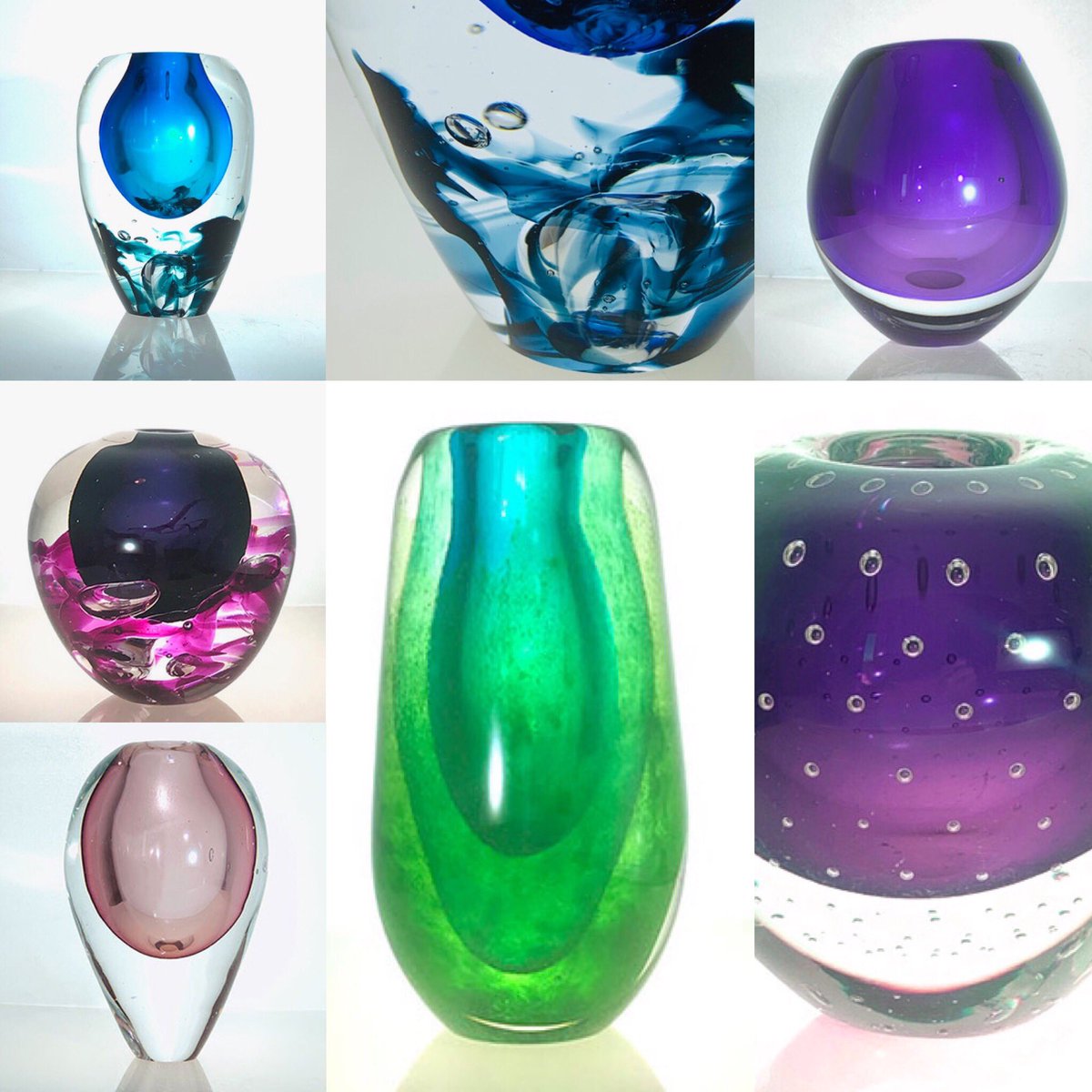 ClaydonGallery's tweet photo. A selection of beautiful blown glass by Alison Vincent available now in our online gallery shop at https://t.co/ReWxM1S1ul #blownglass #glassart #handmade https://t.co/RNEwImJZo4