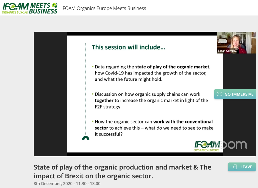 Together w/ @CompsonSarah, Chair of Organics Europe's #OrganicProcessors, Lukas Nossol, #OrganicsEurope Board Member & @kurt_sannen, Chair of our #OrganicFarmers, we'll talk about the #OrganicProduction & #OrganicMarket current state of play
#IFOAMOEMeetsBusiness2020