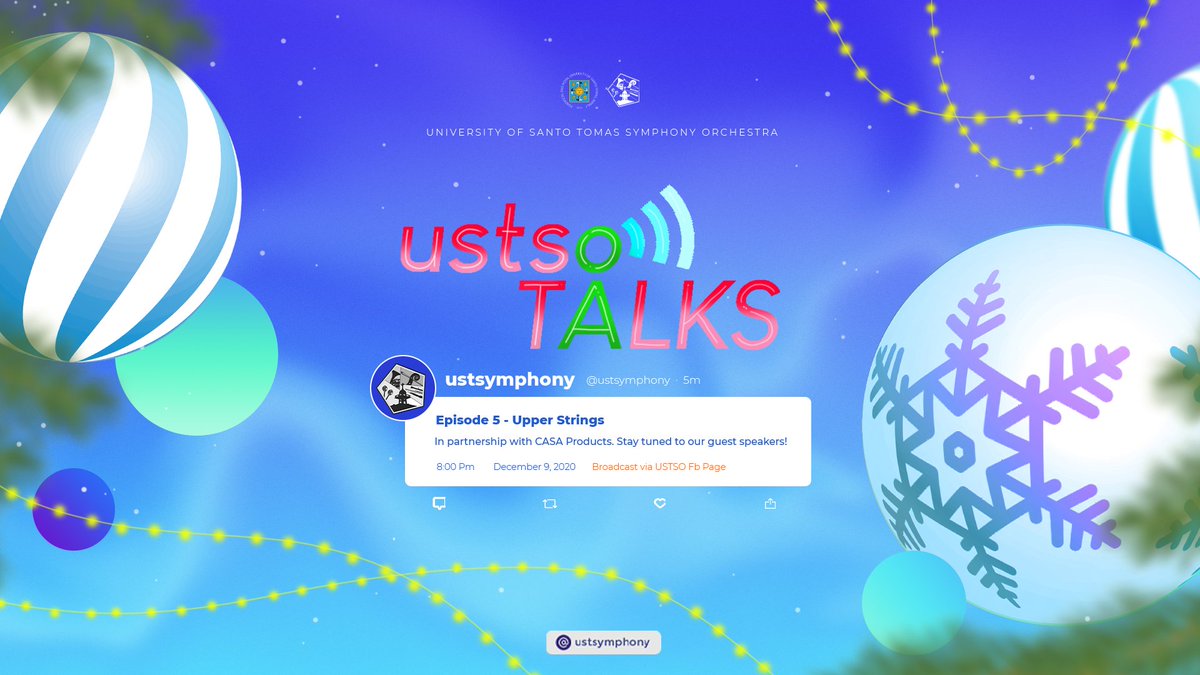 USTSymphony's tweet photo. Guess what? We're about to dazzle you once again with another #USTSOTalks episode! 

Together with our new host, Kianne Ferrer Esteban, along with Ian Levi Mora, to give away mind-provoking questions in relation to Upper Strings from the members of the USTSO. (1/2) https://t.co/AV7Q8QNzlz