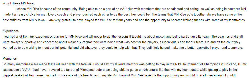 MNRiseGirls's tweet photo. Why Minnesota Rise?? Here is what MIAC's Rookie of the Year @CaitlinRorman of @GustavusWBB had to say: https://t.co/AmahJcwpG2