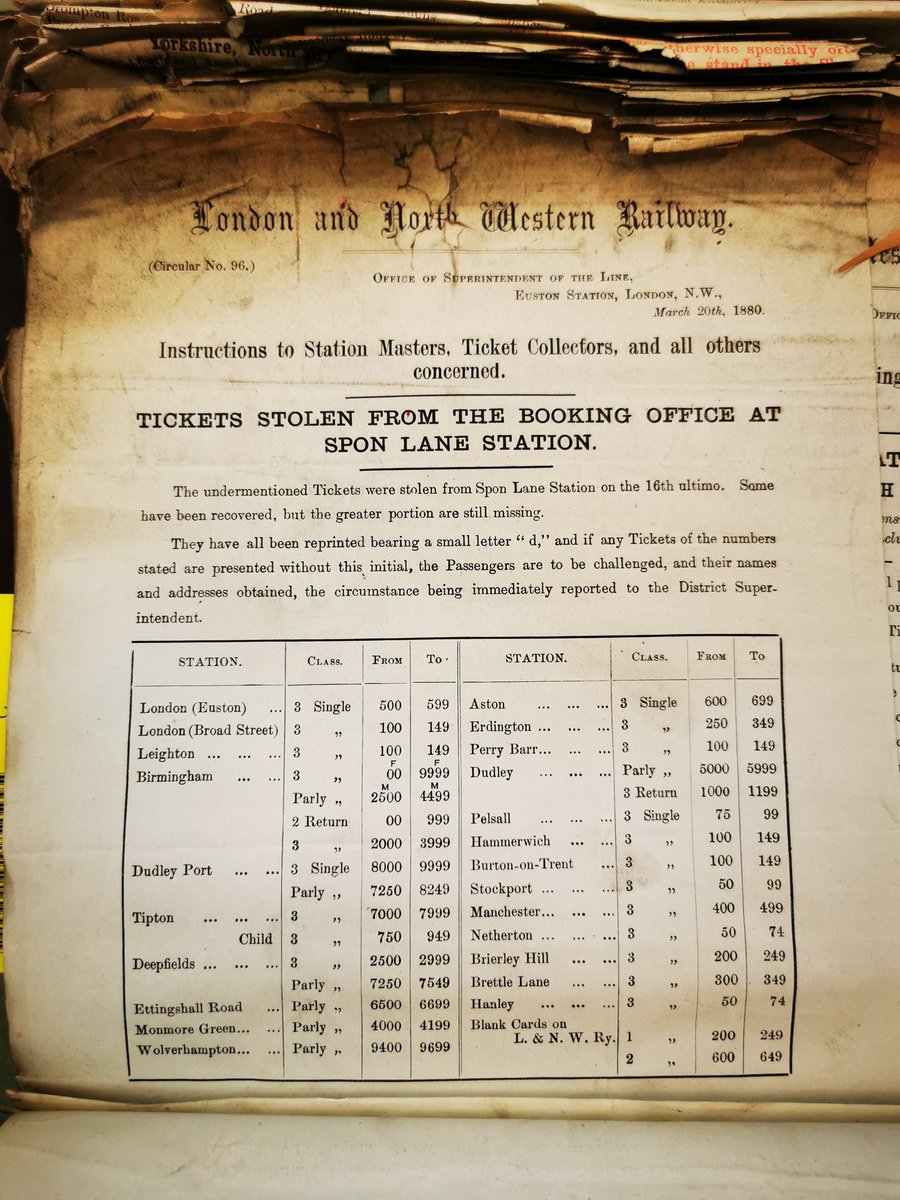 Or how about a note about which tickets were stolen from Spon Lane Station in 1880.