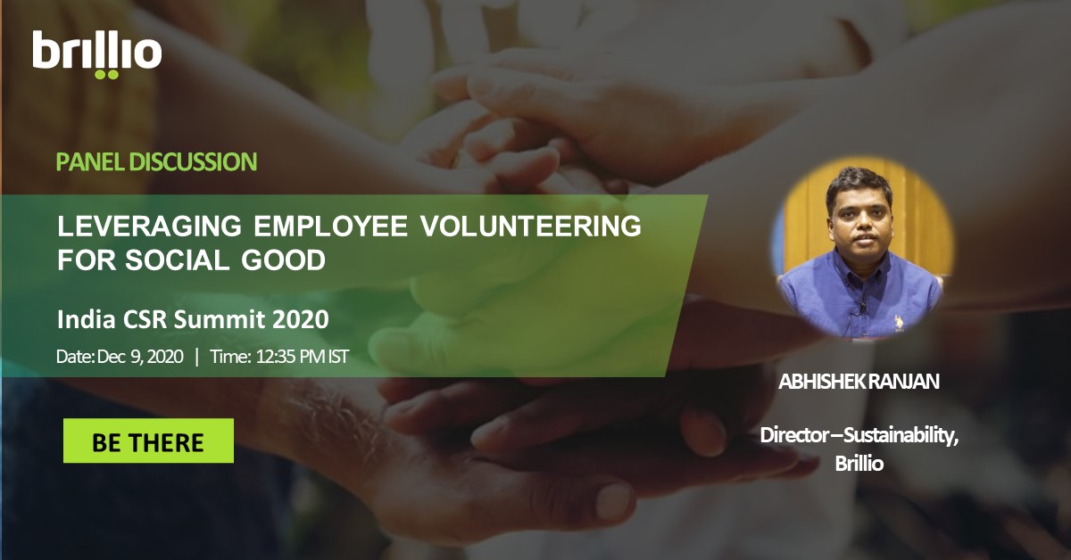BrillioGlobal's tweet image. Catch @IAbhishekRanjan, Director – Sustainability, #Brillio live in an insightful panel discussion on ‘Leveraging Employee Volunteering for Social Good’ at the India CSR Summit 2020 on Dec 9 at 12:35 PM. Be there: indiacsrsummit.in/registration.p…

#ngobox #csrbox #ICS2020 #lifeatbrillio