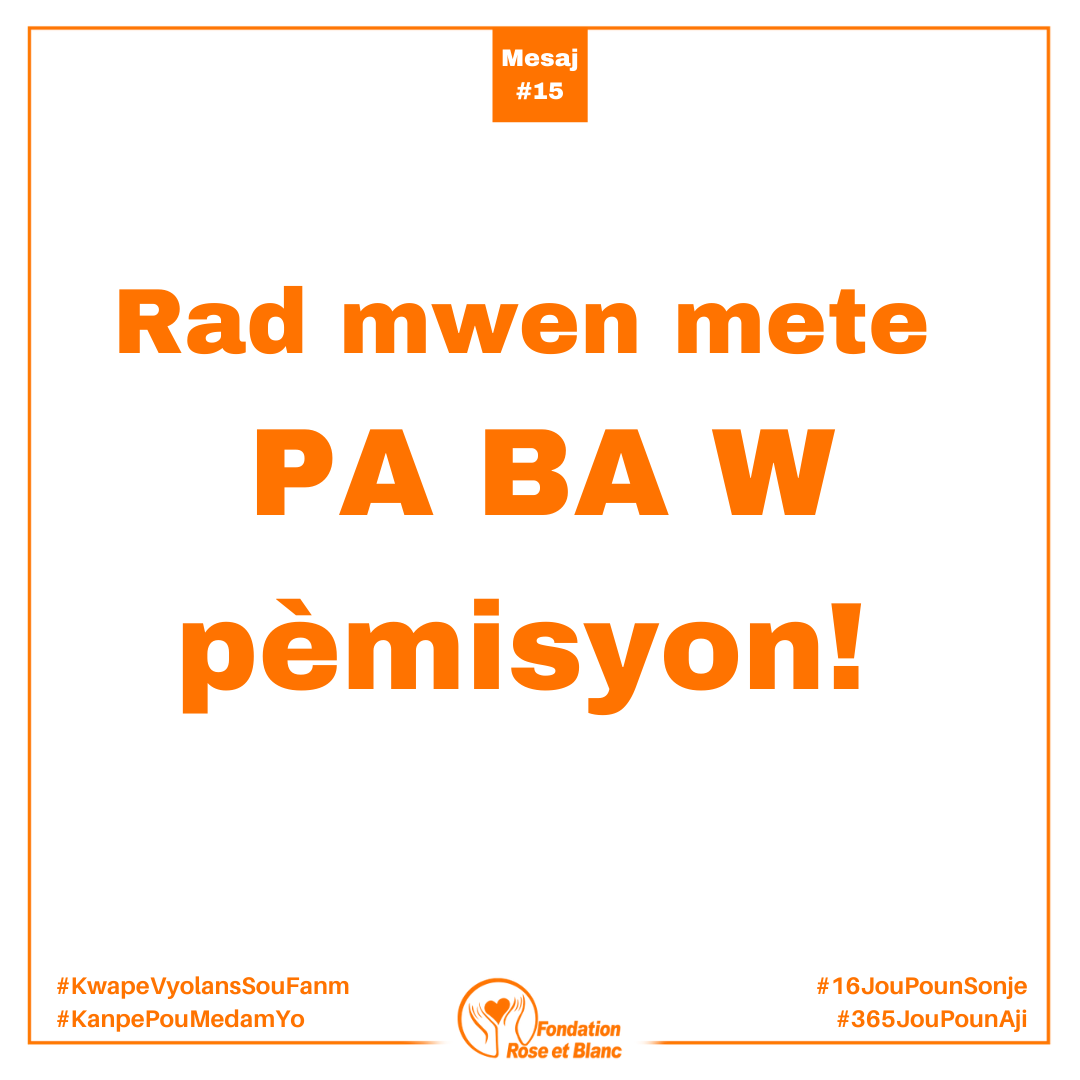 frebhaiti's tweet photo. Rad mwen mete PA BA W pèmisyon!
#KwapeVyolansSouFanm
#KanpePouMedamYo
#16JouPounSonje
#365JouPounAji https://t.co/Uvr4i9iSsd