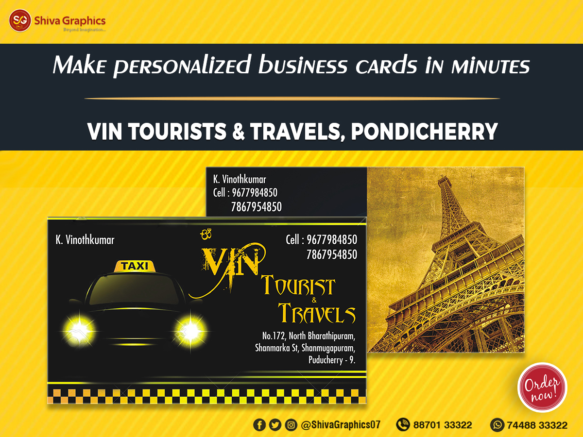 ShivaGraphics07's tweet photo. Make personalized business cards in minutes - Vin Tourists & Travels, Pondicherry
.
.
DM/Make an order through +91 7448833322
#Shivagraphics, #Puducherry.
.
.
#visitingcard #graphicdesign #design #businesscards #logodesign #logo https://t.co/Bm54OSRsAC