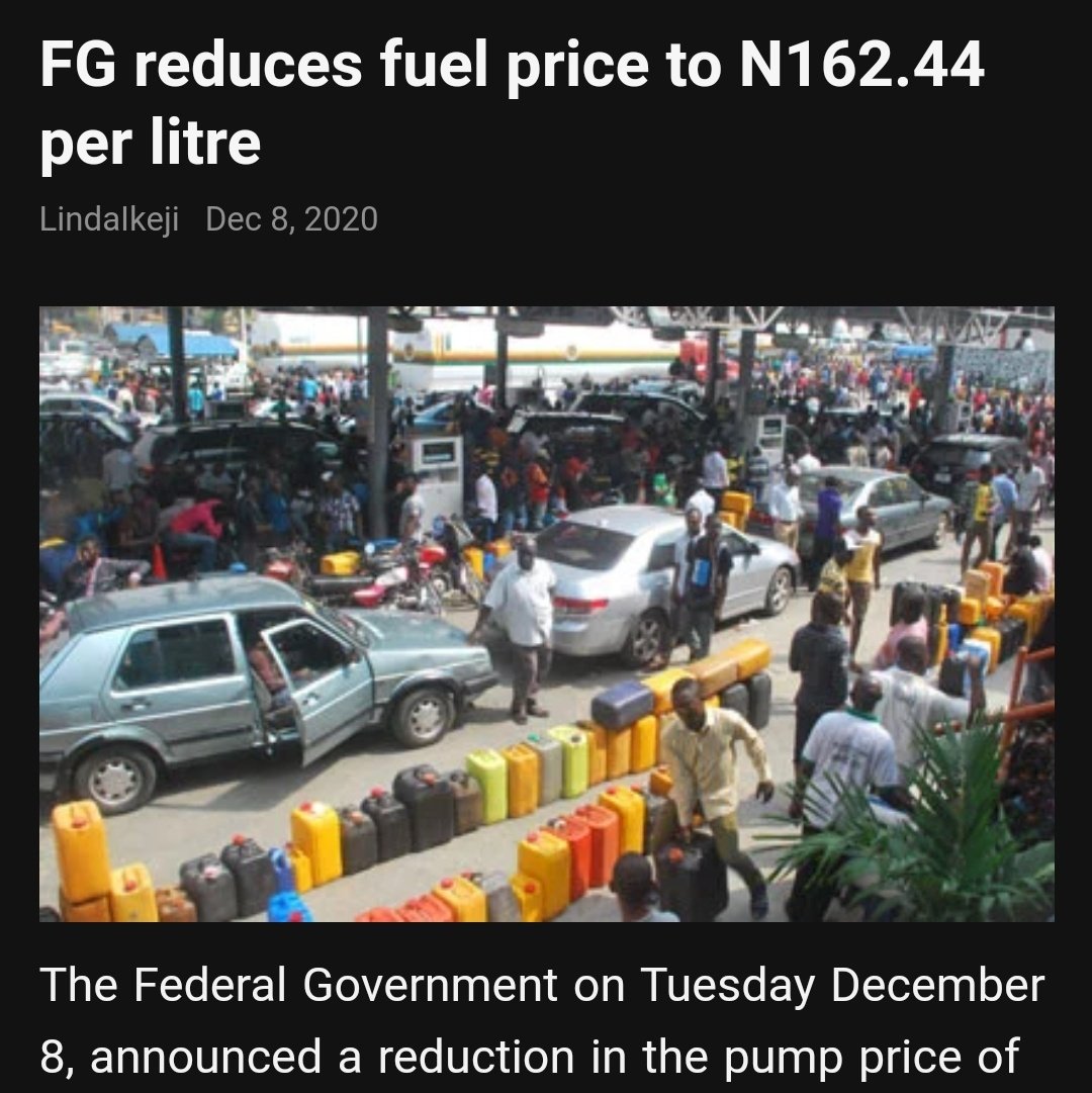 official_Wasman's tweet photo. FG reduces fuel price to 162per liter...
Petrol
#Buhari
#EndSarsNow
@MBuhari
@BashirAhmaad
#insecuretrending https://t.co/3gMlbQaRCm