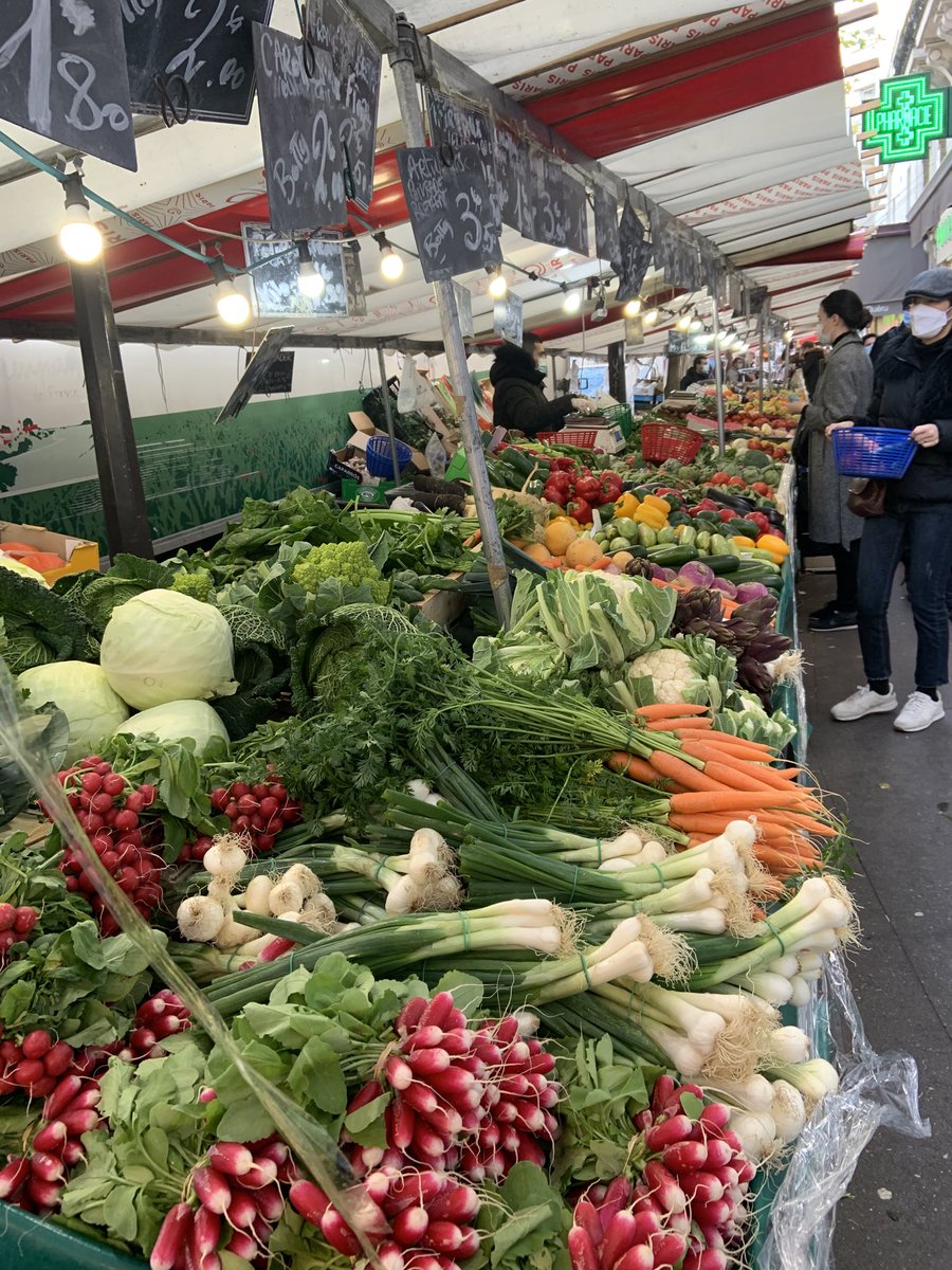 This market (w much beyond fruit and vegetables) on my street twice a week. And 250 like it across Paris weekly. The French take for granted things we would consider extraordinary!