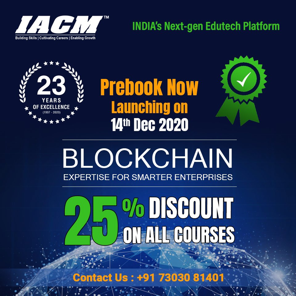 DelhiIacm's tweet photo. Join IACM’s Blockchain expertise is the fastest-growing skill according to the latest skill index. Join the course &amp; Boost your career from IACM Smart Learning. 
#IACM #Smartlearn #EduTech #blockchain #artificial_intelligence #IACMIndia #Webinar #technologies #digitalmarketing https://t.co/4mzDjGD0SU
