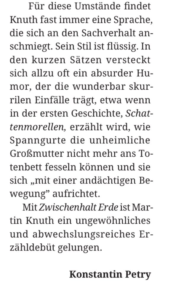 Martin Knuths Raniser Debüt „Zwischenhalt Erde“ als Literaturtipp im aktuellen <a href="/akrtzl/">Akrützel</a> 😊👉 yumpu.com/de/document/fu…

Das Buch ist direkt bei uns oder überall im Handel erhältlich. 

#RaniserDebüt #MartinKnuth
