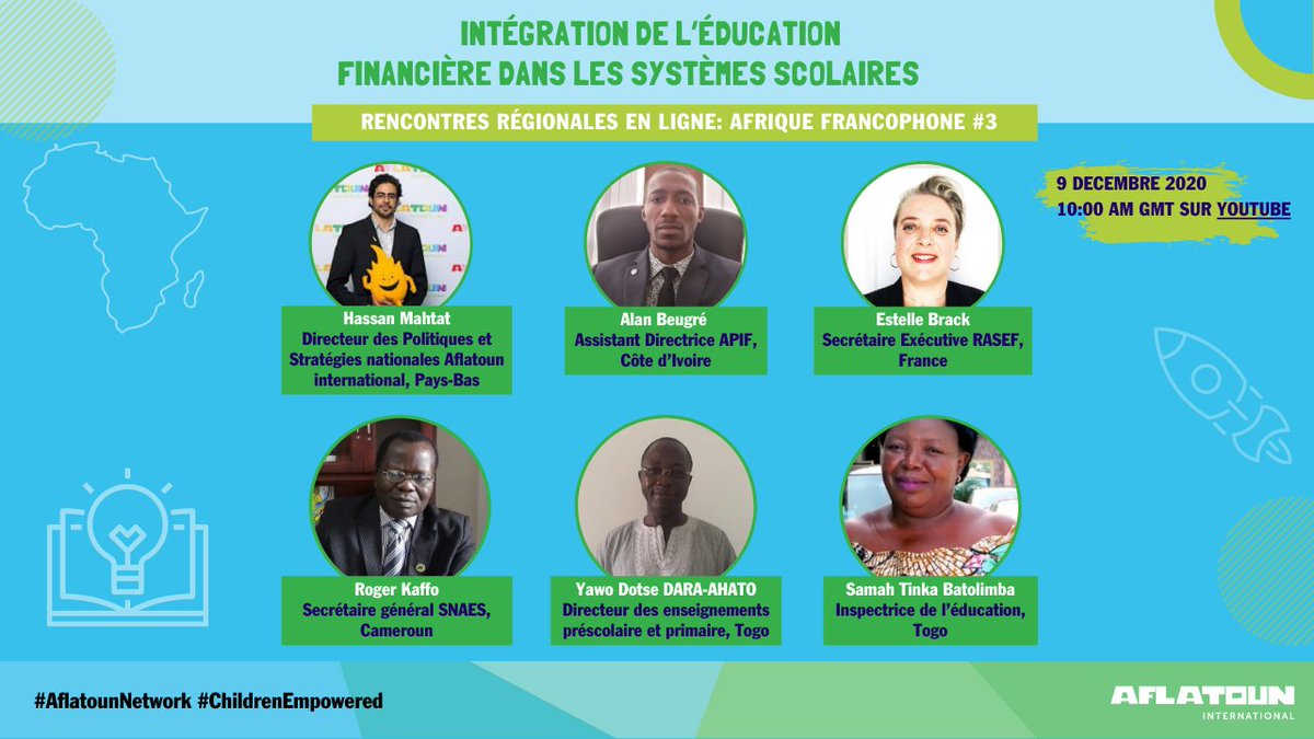 Aflatoun's tweet photo. 📣 Join our last Francophone Africa regional meeting for this year live on YouTube! We look forward to answering your questions about financial education & national integration.
⏰ Set a reminder now: https://t.co/XVQN7BQRWw
#AflatounNetwork #ChildrenEmpowered https://t.co/Lvz0J0saSB