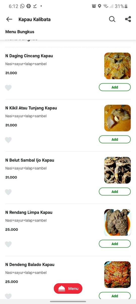 Kapau Kalibata.Ini tuh gue cari di gmaps ga nemu, tapi kalo gofood grabfood keywordnya ya Kapau Kalibata. TBH I can't deny every single thing about KAPAU. Soalnya gue addicted bgt sm gulai kapau hahaNah ini salah satu yg enak sih! Kalau tau tempatnya dmn let me know ya!