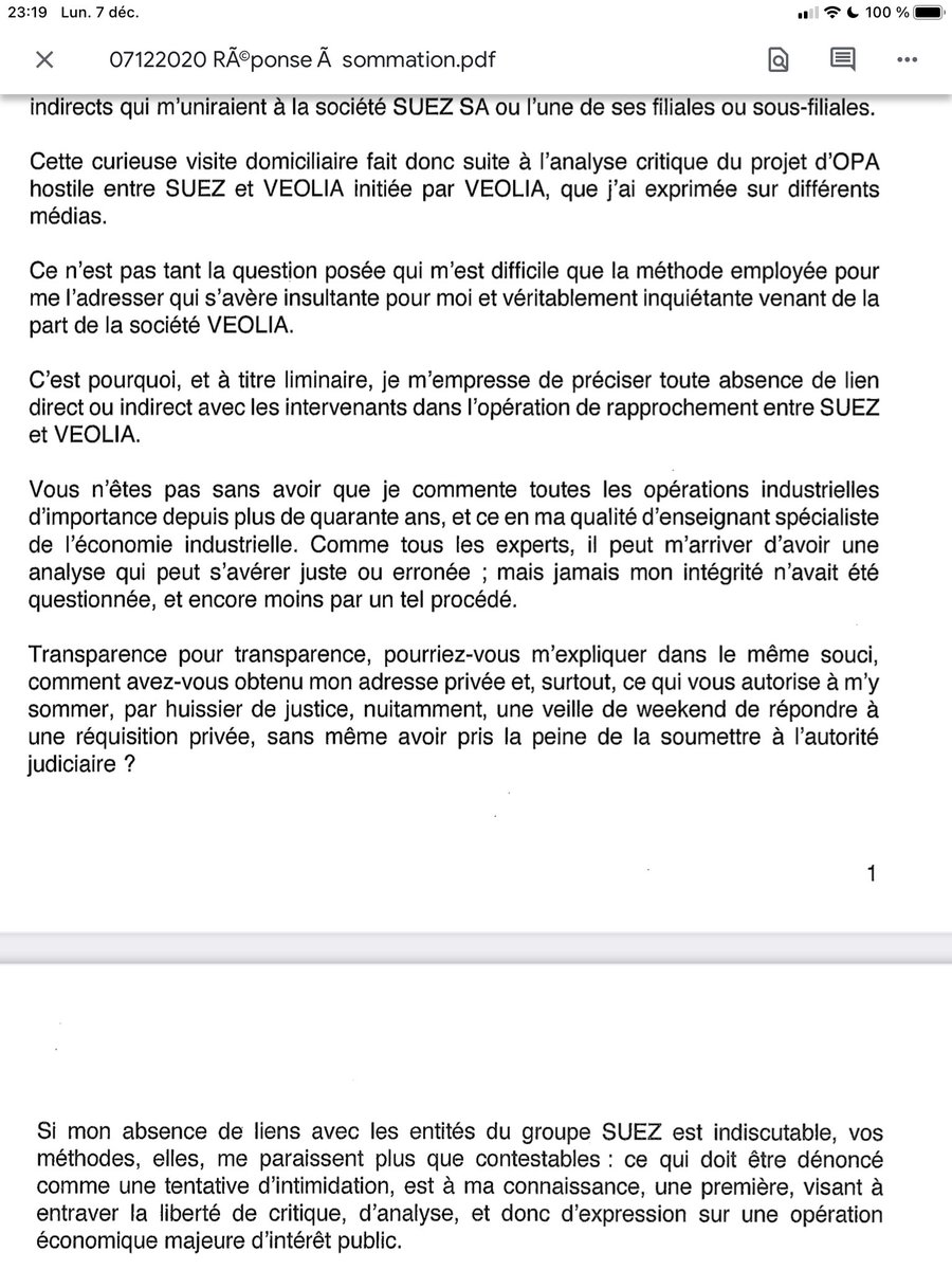 Sophie Fay Dans Sa Reponse Coheneliem Precise Qu Il N A Aucun Lien Avec Suez Et S Etonne Je Commente Toutes Les Operatiosn Idnsutrielles Depuis 40 Ans 5 Jamais Mon Integrite N Avait Ete