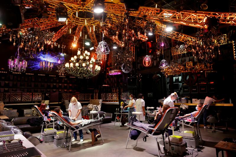 Reuters's tweet photo. Swiss nightclub, shuttered by COVID-19, reborn as blood donation centre https://t.co/CIiVJoIiB9 https://t.co/ItClSAn6lR