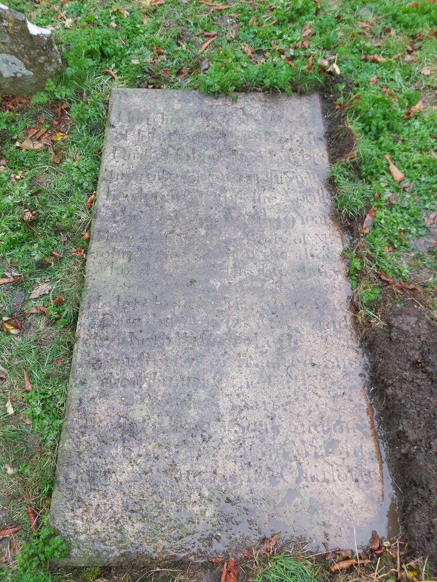 The next  #gravestone is memorial to John Wright and his son John Wright. John Wright snr is presumed father of Mary Wright in thread above. He died 14th April 1709, aged 49. John Wright jnr died 8th January 1763, aged 72. The writing remains legible, if challenging to decipher.
