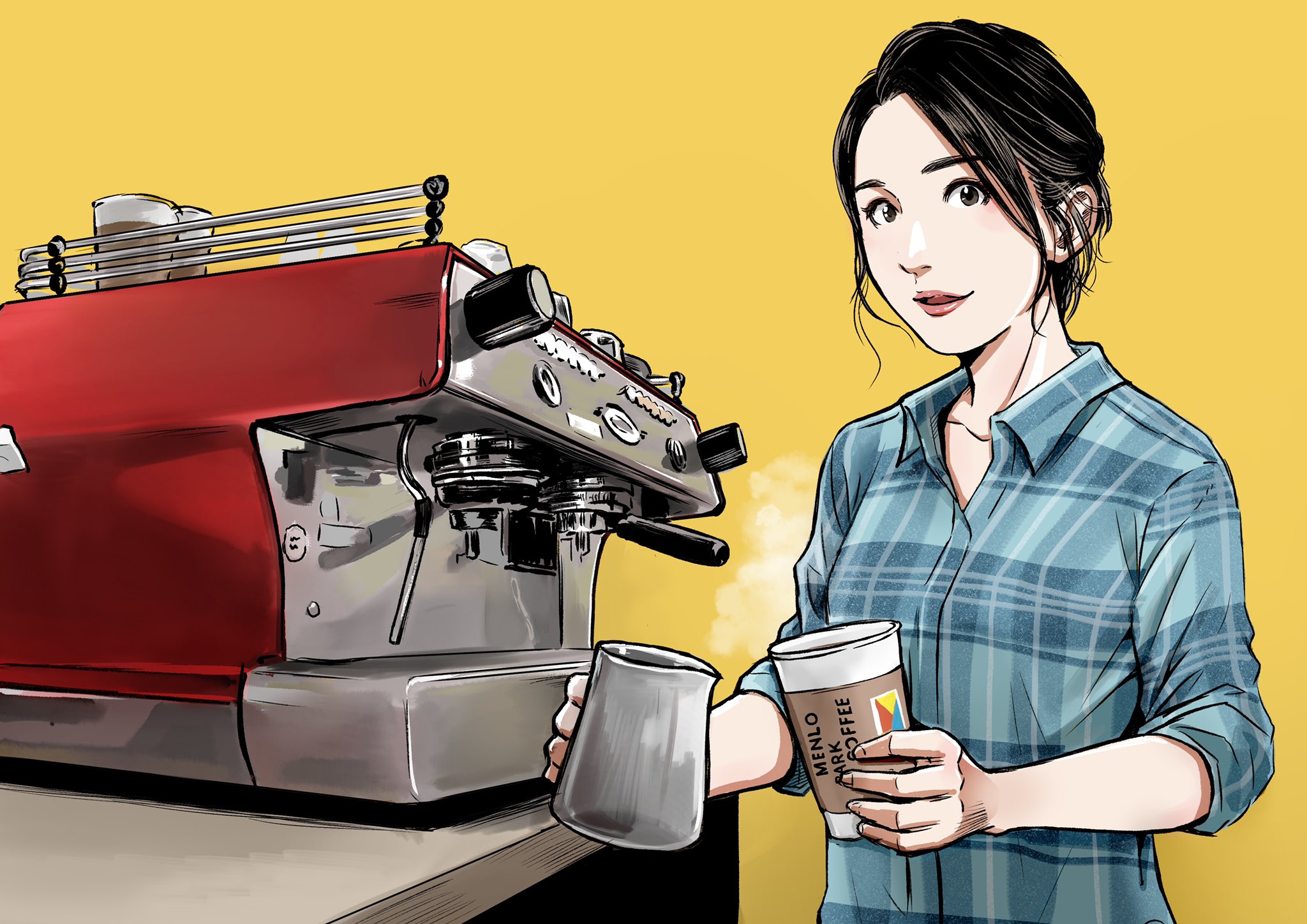 Uzivatel ホリプー Na Twitteru 渋谷にある メンローパークコーヒー さんの店員さんのイラストを描かせていただきました コーヒーマシンと美女 Uzivatel ホリプー Na Twitteru 渋谷にある メンローパークコーヒー さんの店員さんのイラストを描かせていただきました コーヒーマシンと美女