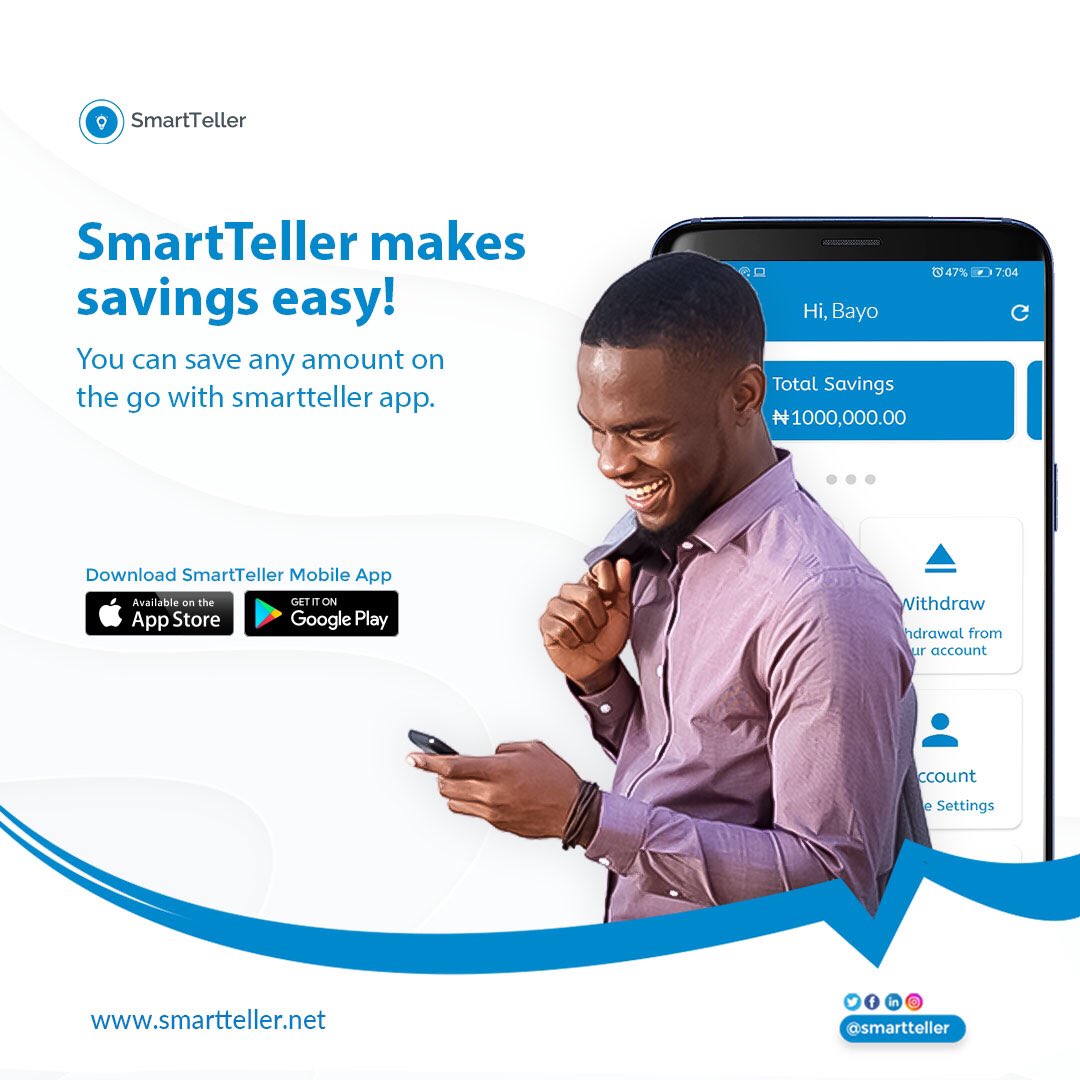 SmartTeller's tweet photo. Smartteller makes savings easy!
You can save any amount you want when you download Smartteller app on your phone and join Digital Cooperative.

#easysavings
#Smartteller #Save #Invest #Earn #mycooperativeandi #Banking #Fintech #Tech https://t.co/PF31t5cdgG