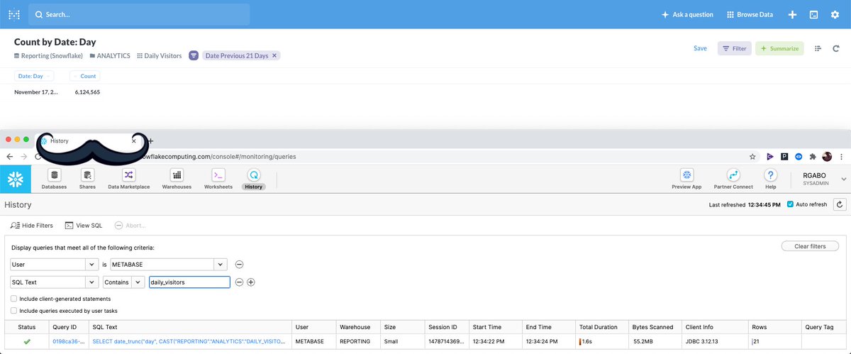 rgabo's tweet image. This morning @metabase started returning less rows than the underlying @SnowflakeDB query results in. Any recent changes how JDBC clients are handled that could cause this? No changes/upgrades on our part 🤔