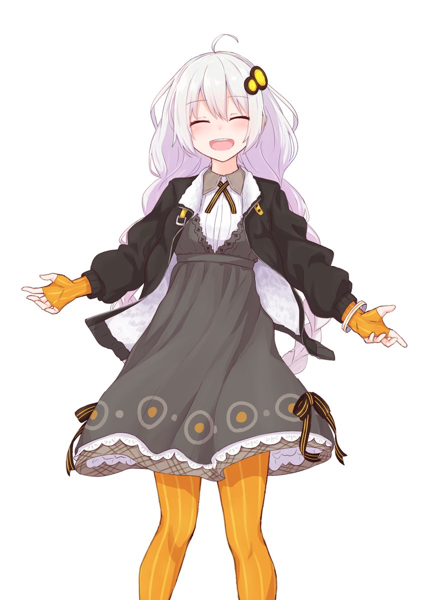 kizuna akari 1girl solo dress gloves closed eyes orange gloves hair ornament  illustration images