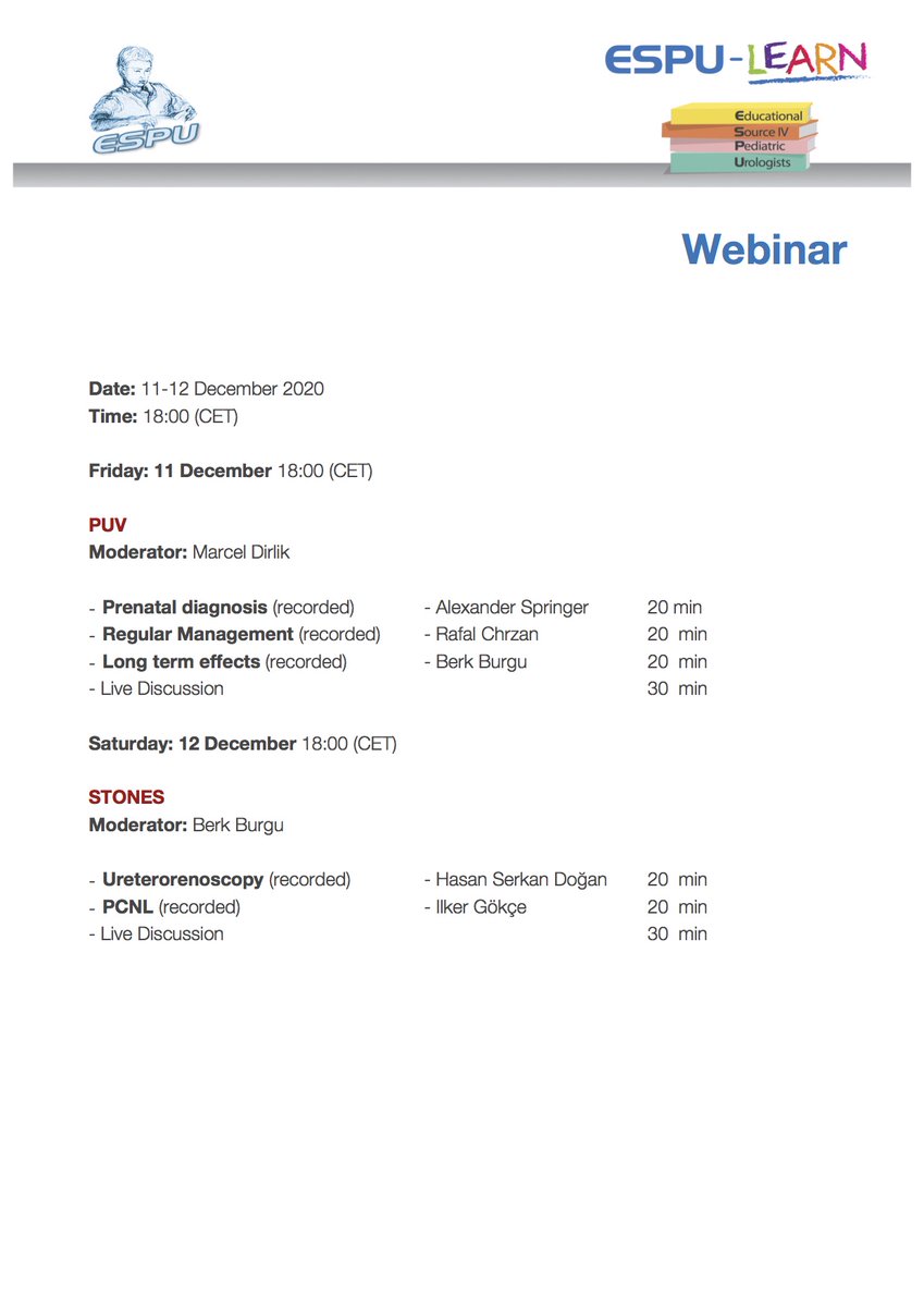 Reminding the ESPU-Learn Webinar, 3 days ahead. Here is where you register: register.gotowebinar.com/register/44955…
(as easy as: enter name, e-mail, send) <a href="/YPedUrolClub/">Young Pediatric Urologists Club</a> #ESPUlearn