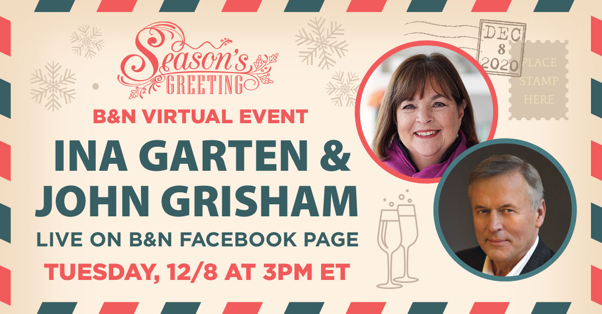 John Grisham (@johngrisham) on Twitter photo Join @inagarten and me for a festive and lively virtual chat, today at 3 pm ET, Live on <a href="/BNBuzz/">Barnes & Noble</a> Facebook: facebook.com/barnesandnoble Hope to see you there! Join @inagarten and me for a festive and lively virtual chat, today at 3 pm ET, Live on <a href="/BNBuzz/">Barnes & Noble</a> Facebook: facebook.com/barnesandnoble Hope to see you there!