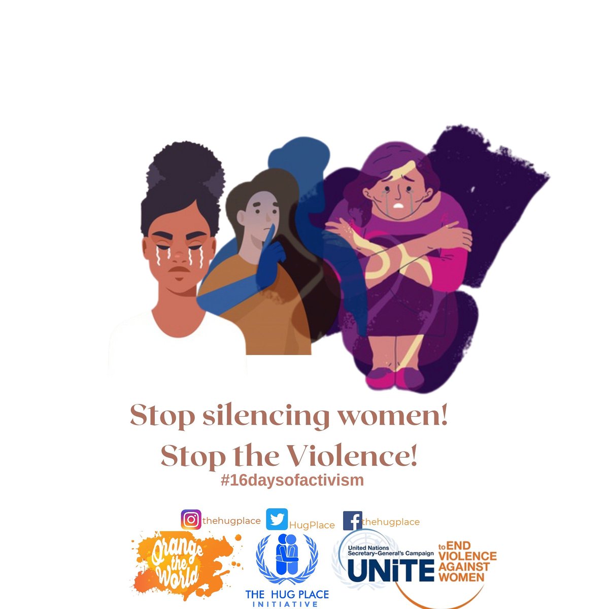 HugPlace's tweet photo. Every time justice is denied to one, we are all silenced and our human right is being violated.

Every time a woman's safety is not protected, we are all unsafe. 

Every woman's safety and life matters ✊

Stop silencing women!
Stop the Violence!
#orangetheworld
#16daysofactivism https://t.co/1qUpK1Na4i