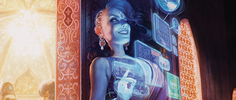 Apropos of nothing, when Fantasy Flight acquired the Netrunner license in 2012 they reimagined the original game's setting for the 21st century.Their new Android: Netrunner was forward-looking in its depiction of race, gender and corporations. It made cyberpunk relevant to now.