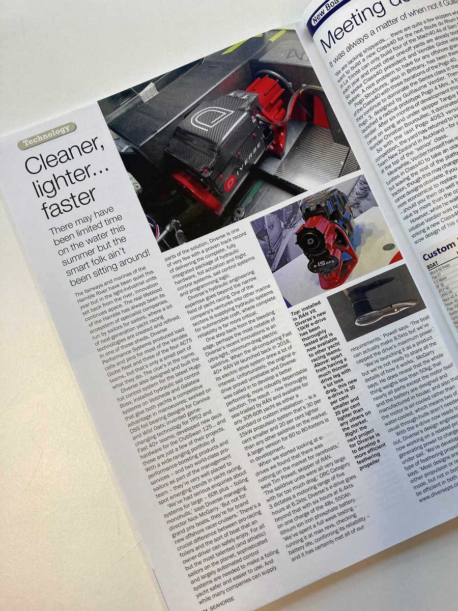 It's always good to be recognised for our Innovation &amp; Game Changing Technology!  Thanks to <a href="/SeahorseMag/">Seahorse Magazine</a>  for a great feature in this months mag!

#DiversePerformanceSystems  #Innovation #RaceYacht #Technology #Sailing