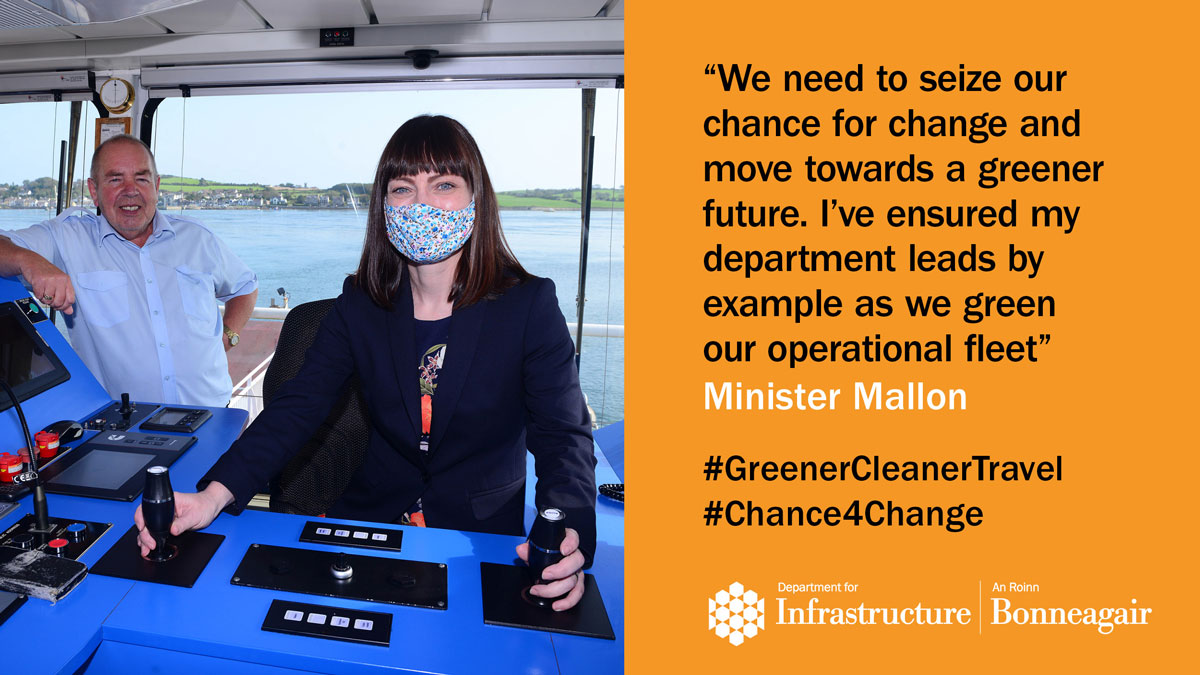 deptinfra's tweet photo. Infrastructure Minister @NicholaMallon has announced plans to ‘green’ the Department’s vehicle fleet  #GreenerCleanerTravel #Chance4Change https://t.co/51br9HQTRH https://t.co/E0cMfsvJLo