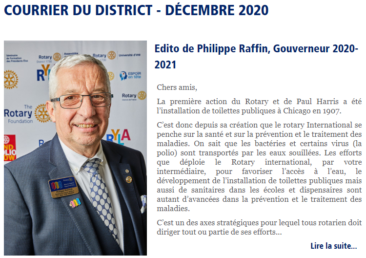 RotaryVLBA's tweet image. Le courrier de décembre 2020 du gouverneur pour le district #Rotary1730 #Rotary vient de paraître : rotary1730.org/Courrier-du-Di…