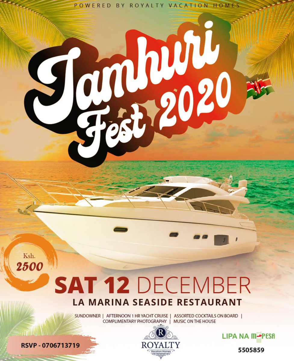 #Jamhurifest #yachtexperience #royaltyvacationhomes