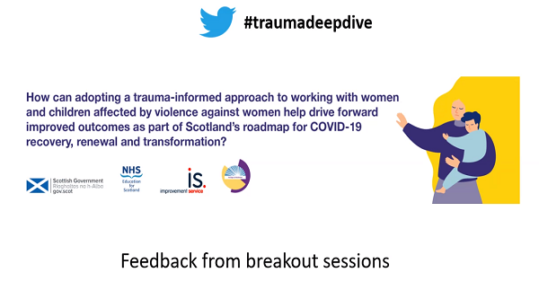 TILothian's tweet image. Great small group discussions about the enablers and barriers to trauma informed practice across systems. #traumadeepdive #transformingpsychologicaltrauma
@NES_Psychology @improvserv @VAWNetwork @shaktiedinburgh @SacroEdinburgh @scotwomensaid