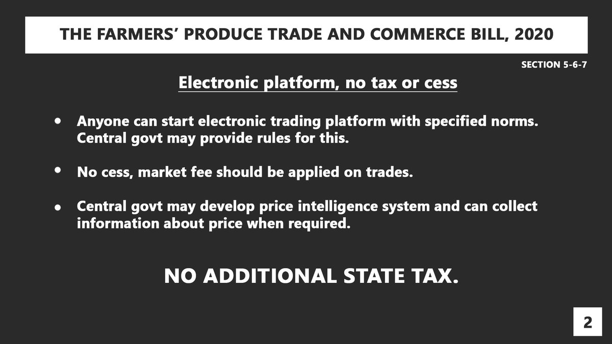 A new platform for trading crops and no cess, marketing fees on trading (2.2)