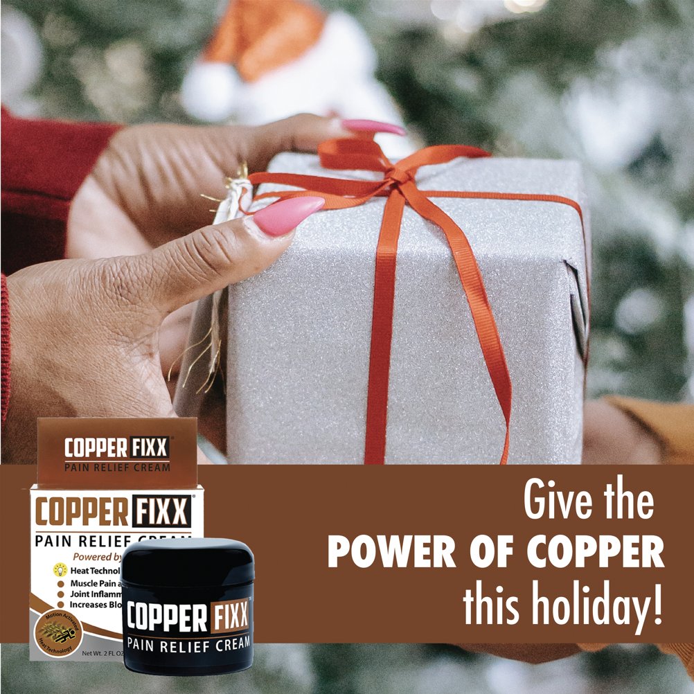 CopperFixx's tweet photo. Do you have someone in your life that could benefit from the power of copper? CopperFixx® Pain Relief Cream is the perfect solution for someone constantly complaining about chronic pain. Give them the gift of a pain free holiday with CopperFixx®! https://t.co/5HNlGYFM4L