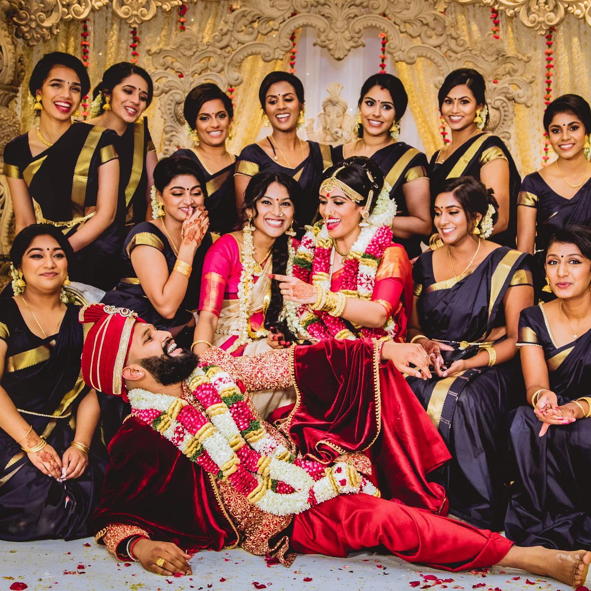 Bridal Squad ready to protect the queen from the groom ! #BrideVsGroom
.
.

  #wedding  #tamil  #saree  #tamilwedding #devadas  #hindu  #tamilbride  #indinaoutfit  #ShamalawedsKajan  #kajanwedsshamal  #tamil  #indian  #desi  #bollywood  #love  #wedding  #culture  #traditional