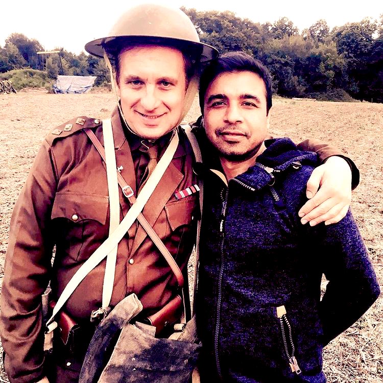 irvingact3's tweet photo. #throwbacktuesday Autumn 2017 with #director of #sajjansinghrangroot @iampankajBatra #Pankajbatra #Rangroot #firstworldwar #drama #filming in #brentwood #essex https://t.co/6bD5ydvg6M