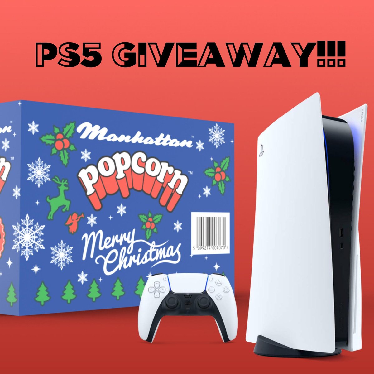 ANOTHER PS5 GIVEAWAY!
This week we're giving away a WHOPPER prize, 3 cases of Xmas Popcorn AND A PS5 DISC EDITION! 
To Enter, Simply: 📲FOLLOW <a href="/Manhattan_ie/">Manhattan Popcorn</a> 👫TAG a pal in the comments section + RETWEET.
Winner announced on Tuesday 15th December! Best of luck ☘️🤩 T&amp;C’s apply.