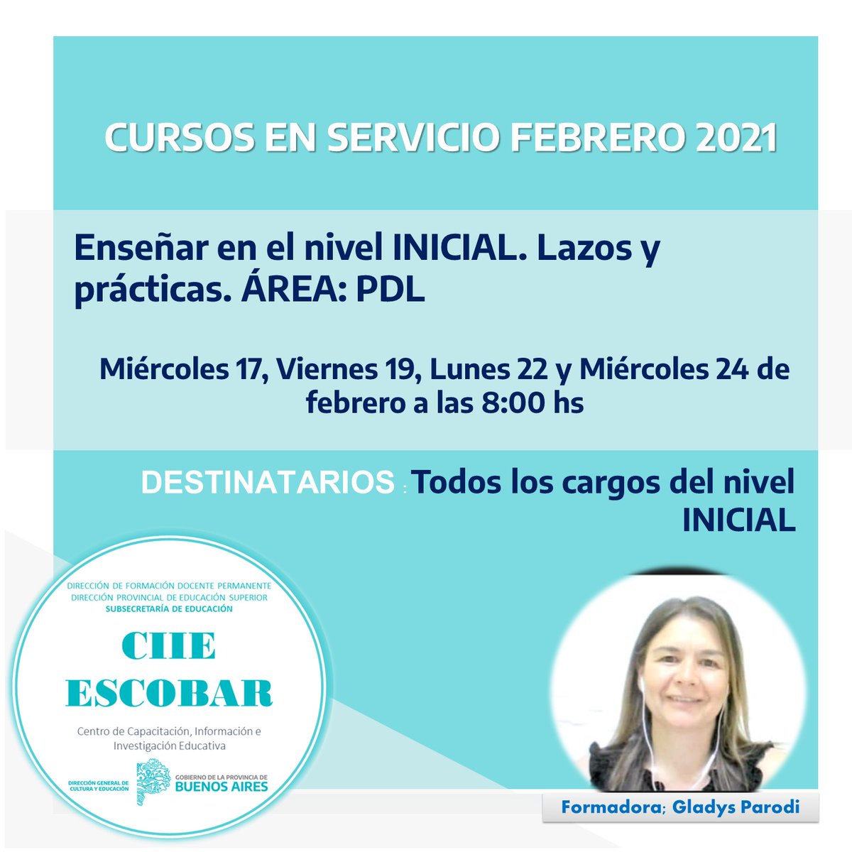 CiieEscobar's tweet photo. #Febrero2021
📢Capacitación en servicio. 
Accede al Sitio Web del CIIE ESCOBAR: https://t.co/GPZ51A1ME4 
✍Inscripción online comienza el 9 de diciembre a las 8 hs. 
https://t.co/GwlDeILNZZ https://t.co/9pwEGYgVn3