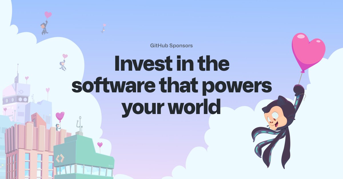 github's tweet image. We all depend on open source every day, so it’s crucial to invest back into that infrastructure we’ve built our businesses and lives upon. 
So starting today, companies can sponsor projects and developers through their existing billing with GitHub!
github.com/sponsors