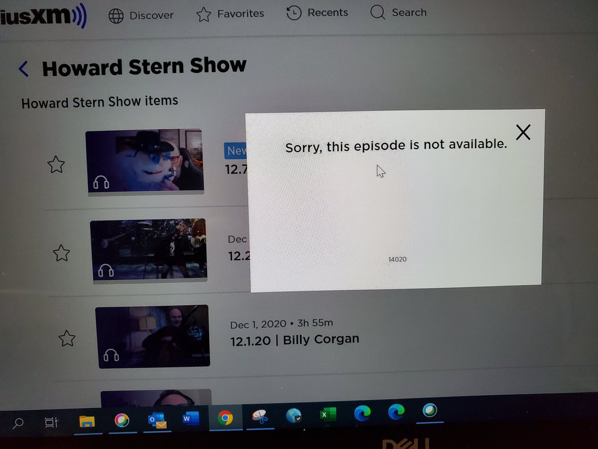 corriep's tweet photo. @SXM_Help Why is the 12.7.20 Stern Show episode "not available?" https://t.co/sg41weaAUx