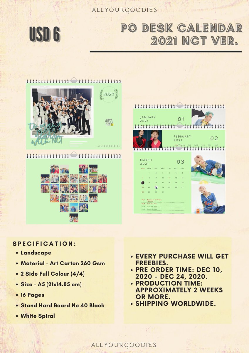 koreanthingyco's tweet photo. HELP RT🙏‼

💚 OPEN PO NCT DESK CALENDER AND NCT 2020 TSHIRTS 💚

Shipping from Indonesia

International GO please DM 

#NCT2020_YearParty #NCTWORLD_2_0 #NCT2020_WISH2020 #NCT2020 #NCT2020 #NCT2020_RESONANCE #NCTzenSelcaDay #NCT2020onMAMA #NCT2020_RESONANCEPT2 #NCTFirstDaesang https://t.co/rlqLPBuf1q