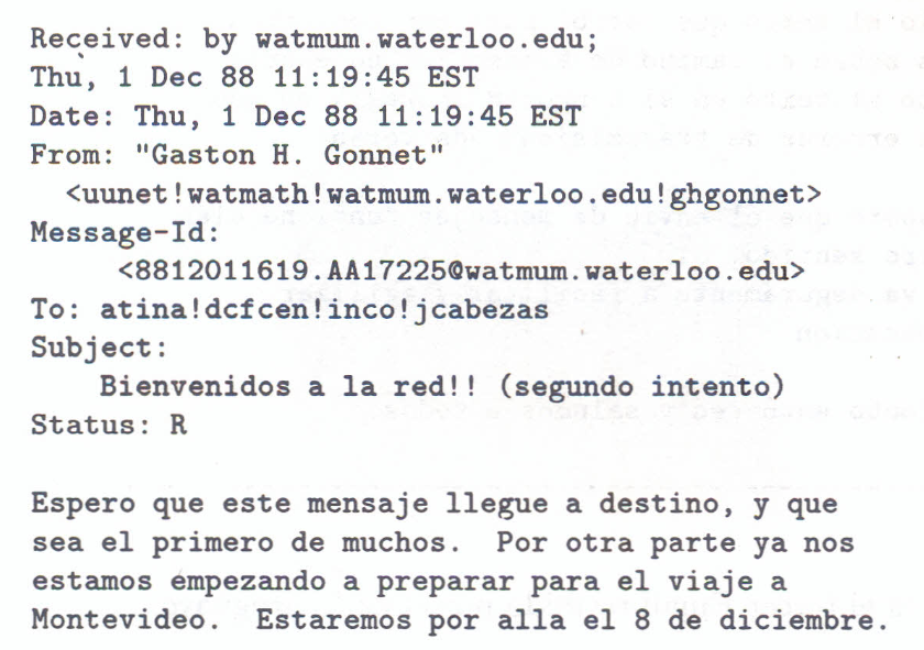 alvrod's tweet photo. the first email ever received in Uruguay https://t.co/05vQptqmCU