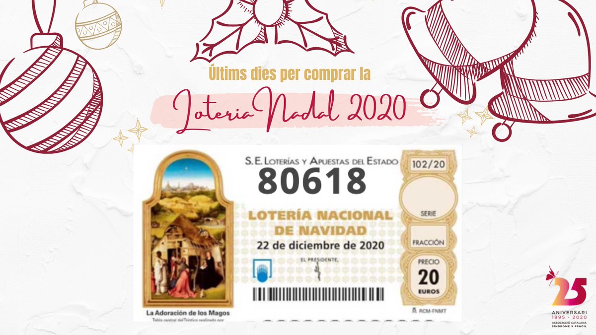 Últims dies per comprar la Loteria de Nadal 2020 de l’Associació! Participeu en la nostra loteria solidària amb aquest número tan maco 80616 😍 Moltíssimes Gràcies i molt bona sort! bit.ly/LoteriaNadalXf…