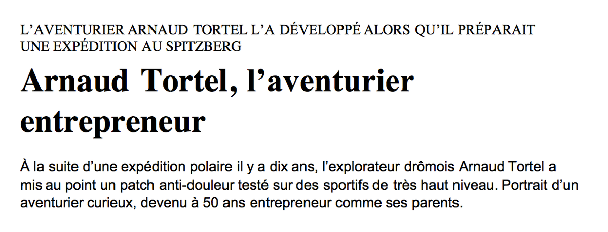 stimcare's tweet photo. Quand l'inventeur des patchs Stimcare Arnaud Tortel est à l'honneur dans le @ledauphine !
#Explorateur #Entrepreneur #Kinésithérapeute https://t.co/wIh03X0OKE