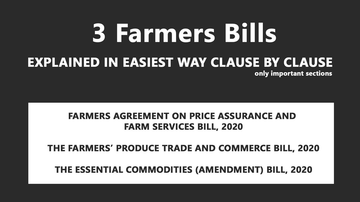 3 Farmers Bills.Explained in the easiest manner clause by clause.