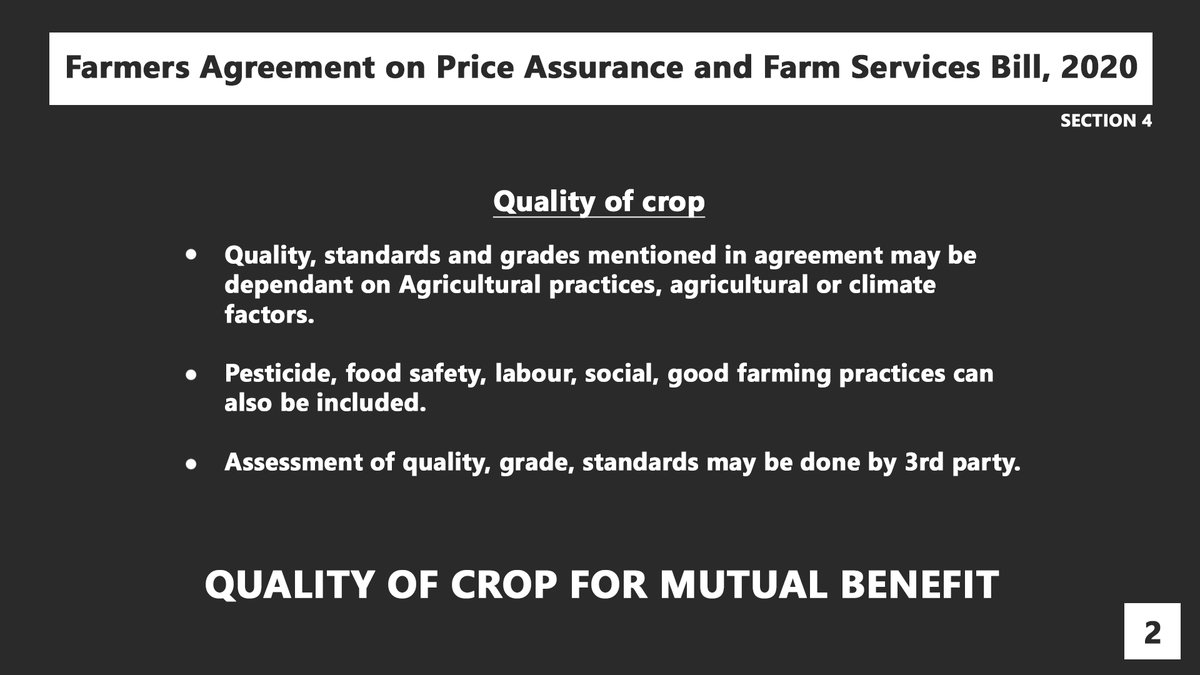 Quality of crops can be included in the agreement (1.2)