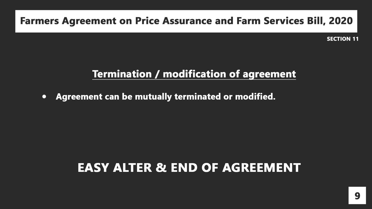 The agreement can be modified or terminated (1.9)